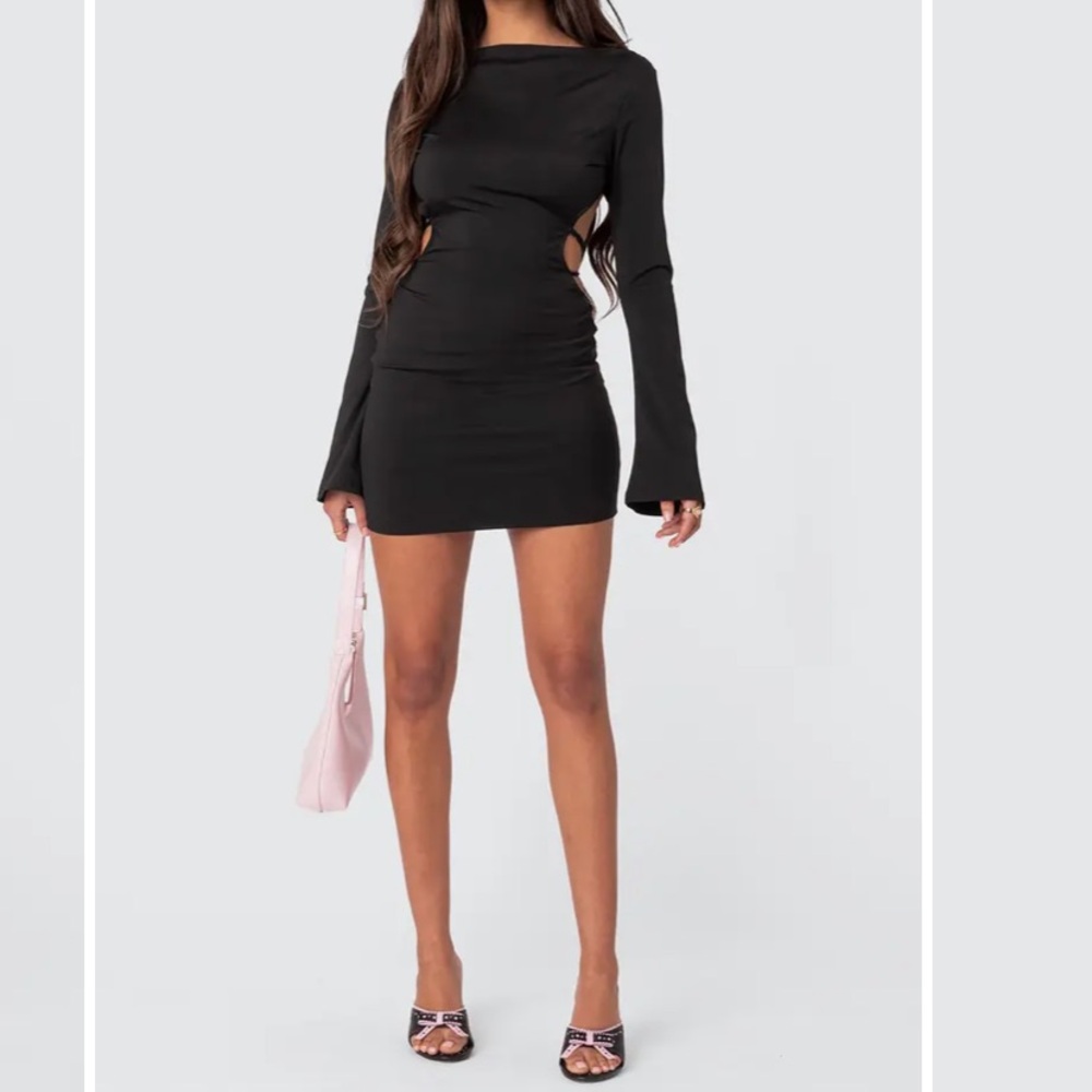 NWT Edikted Black Long Sleeve Cut-Out Dress